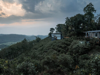 Evening view of the pool villas
