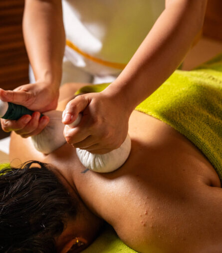A women is attending to a Spa session